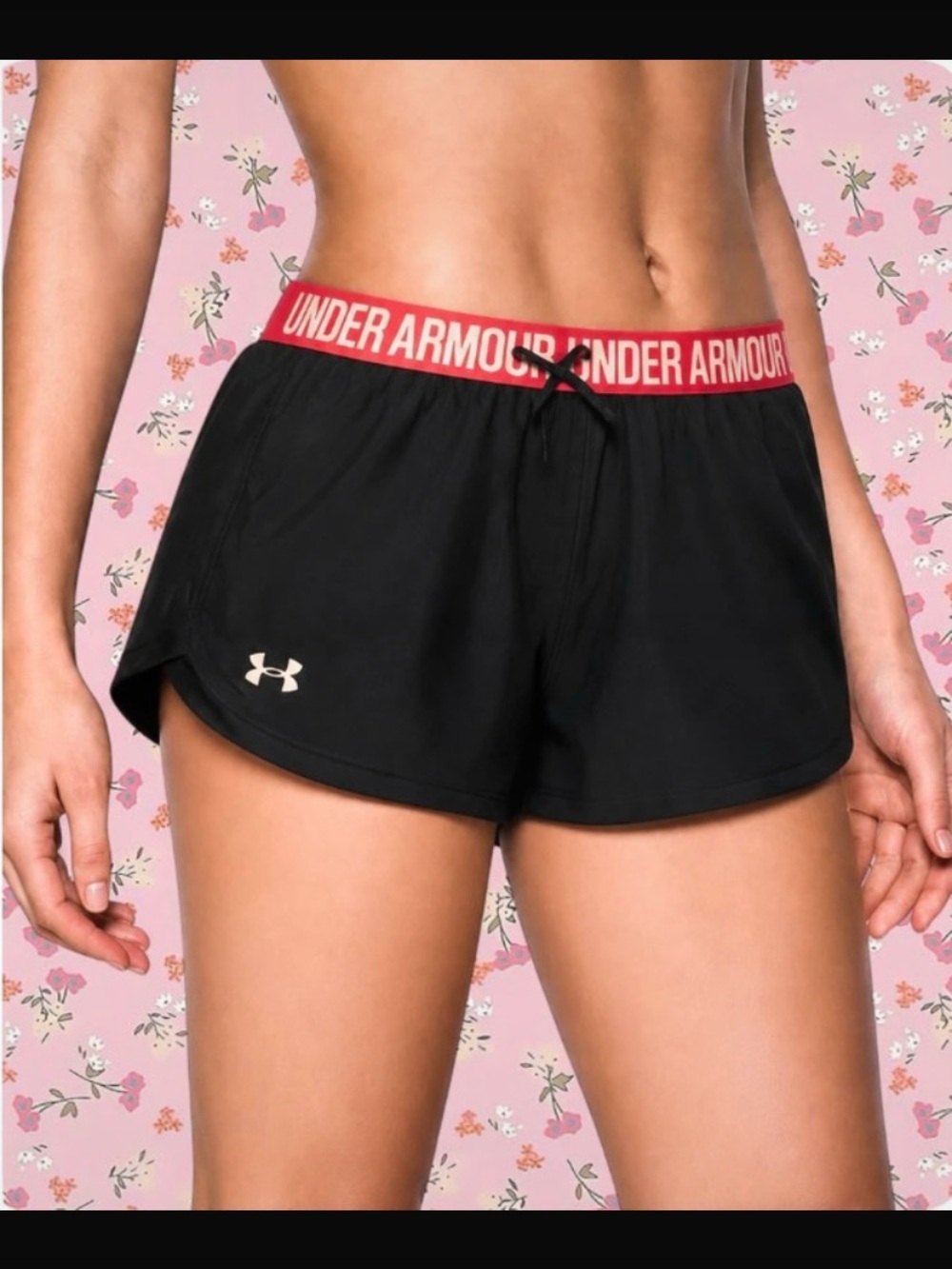 Under Armour Black Shorts with pink Branded Waistband